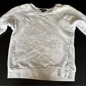 Forever 21 Woman’s Cream Lace Shoulder Sweatshirt